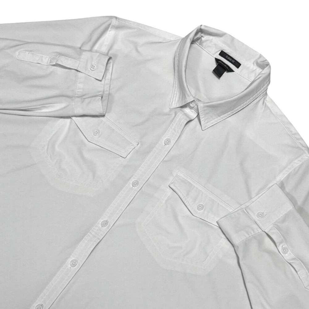 Eddie Bauer Womens Departure Button Down Shirt XXL White Classic Fit Long Sleeve
